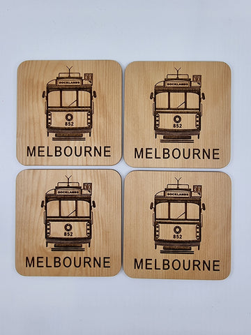 Melbourne Tram wooden coasters