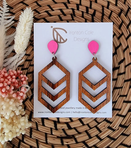 Natural wood geo earrings